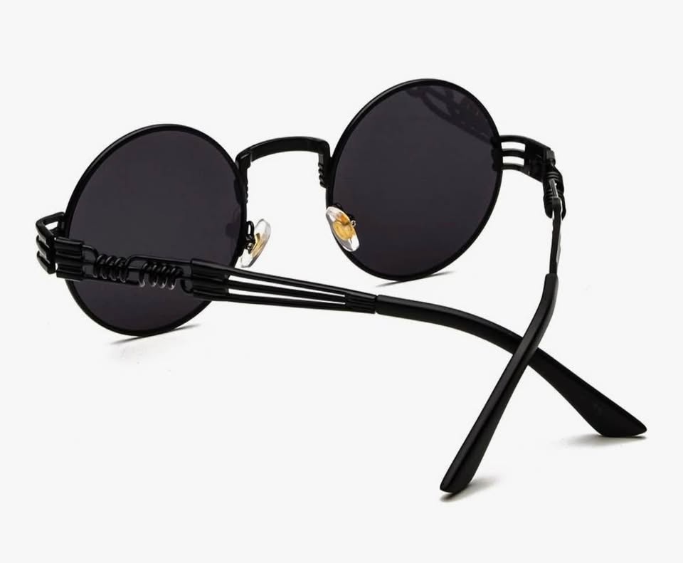Black Round Sunglasses Retro Vintage Steampunk - photo 3
