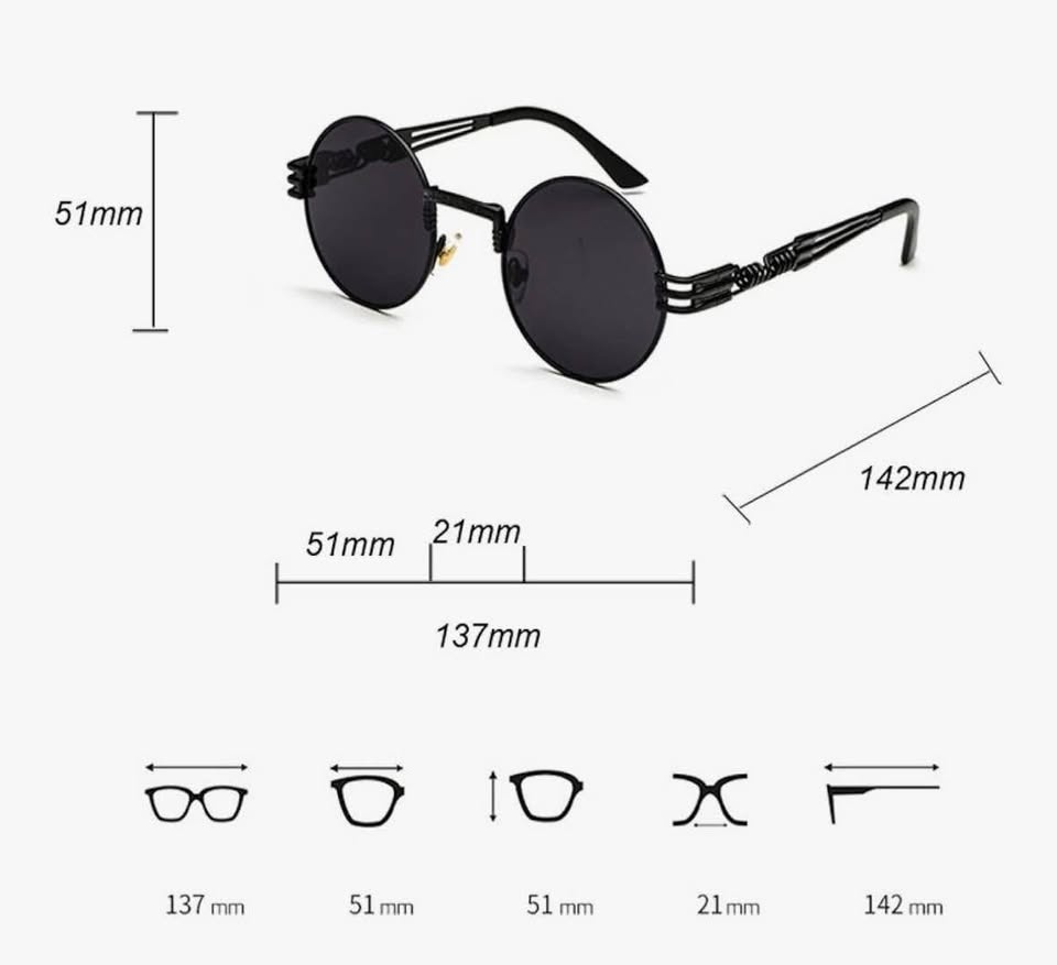 Black Round Sunglasses Retro Vintage Steampunk - photo 4