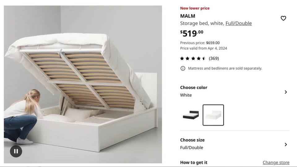 IKEA MALM Queen Lift Storage Bed (Ottoman Style) - photo 3
