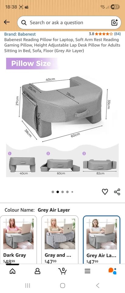 Babenest Lap Desk Reading Pillow - Grey Air Layer - photo 2