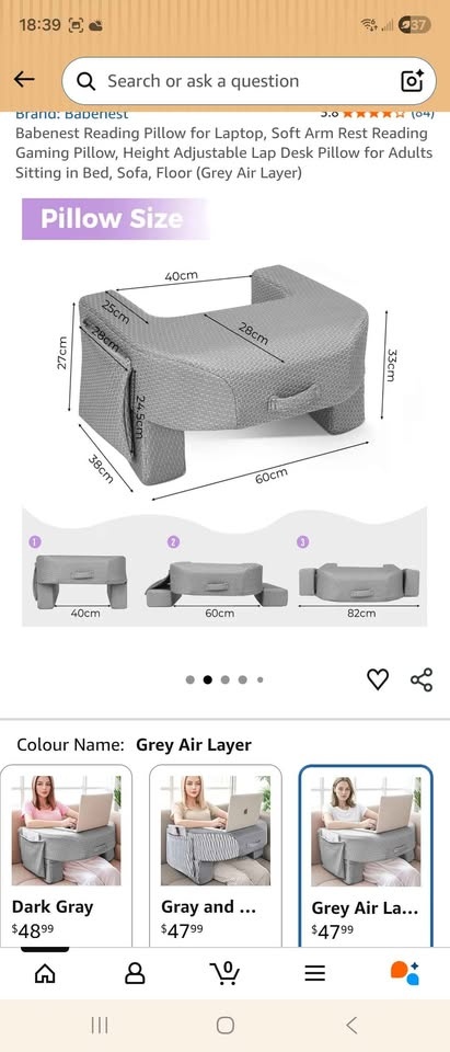 Babenest Lap Desk Reading Pillow - Grey Air Layer - photo 5