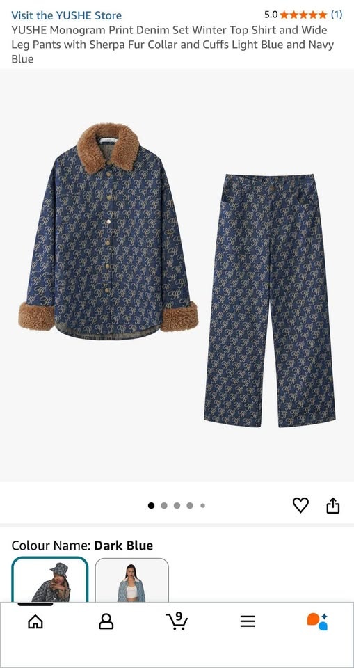 Stylish Denim 2-Piece Set with Sherpa Collar - Brand New (SIZE M - photo 2
