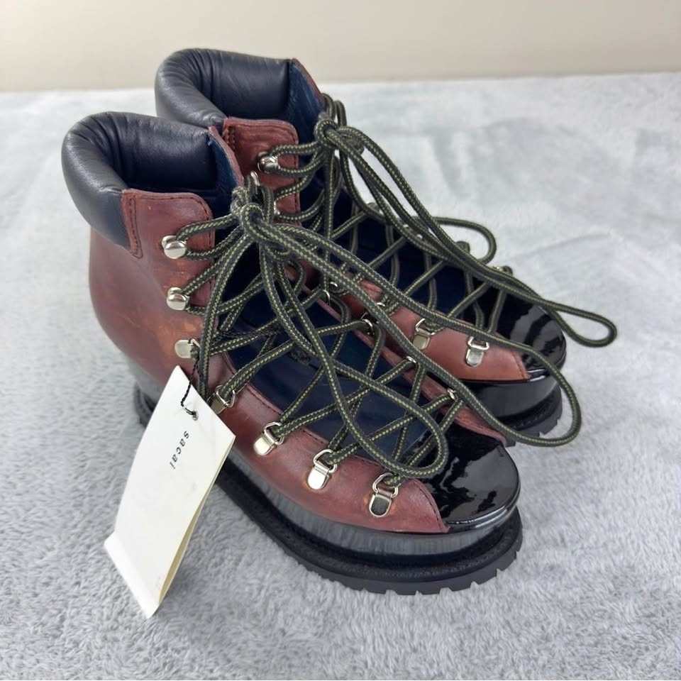 Sacai NWT Leather Platform Boots - Made in Japan