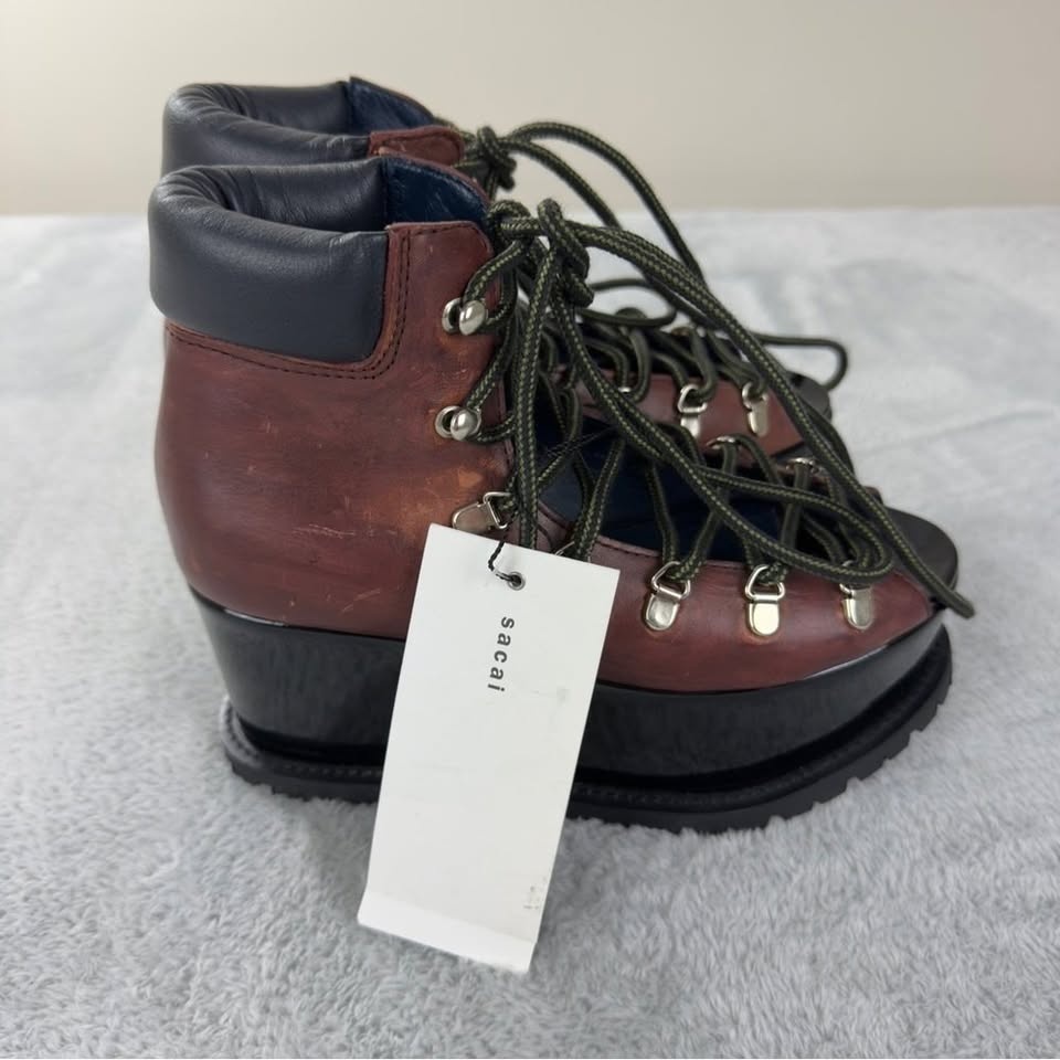 Sacai NWT Leather Platform Boots - Made in Japan - photo 3