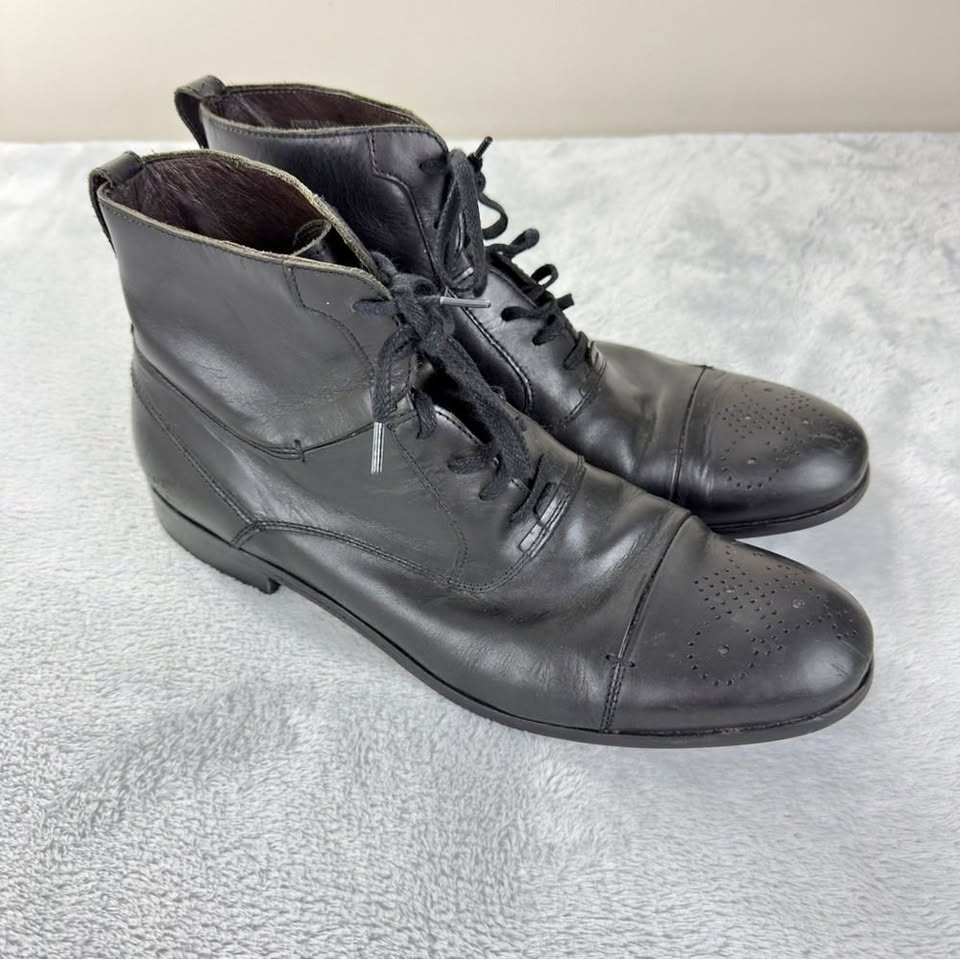 John Varvatos Men's Black Leather Wingtip Boots Sz 9.5