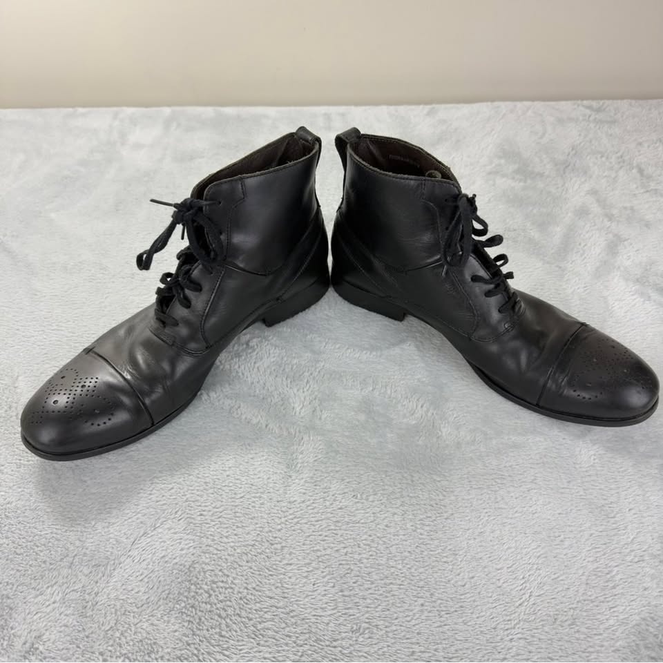 John Varvatos Men's Black Leather Wingtip Boots Sz 9.5 - photo 4