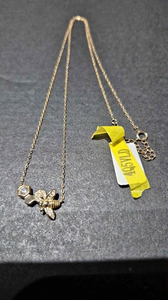 Sterling Silver Bee & Honeycomb Necklace