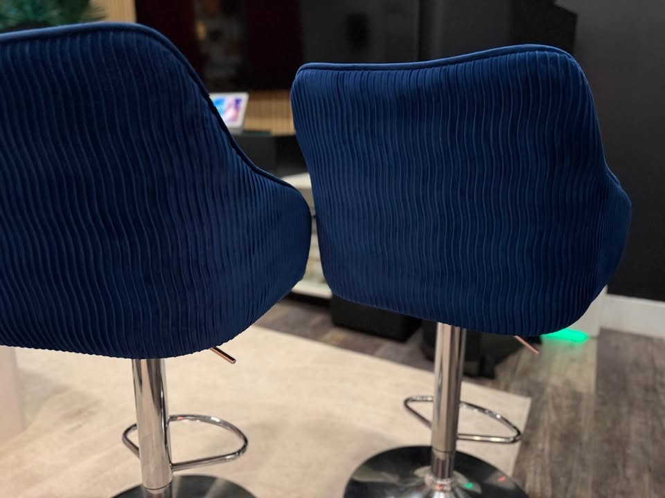 Navy Blue Bar Stools with Back & Footrest - photo 3