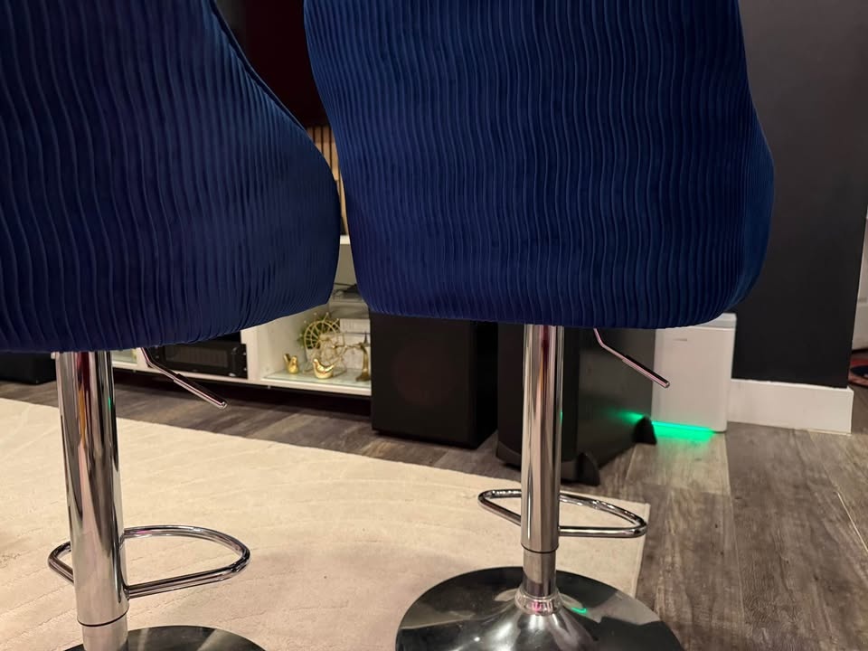 Navy Blue Bar Stools with Back & Footrest - photo 4