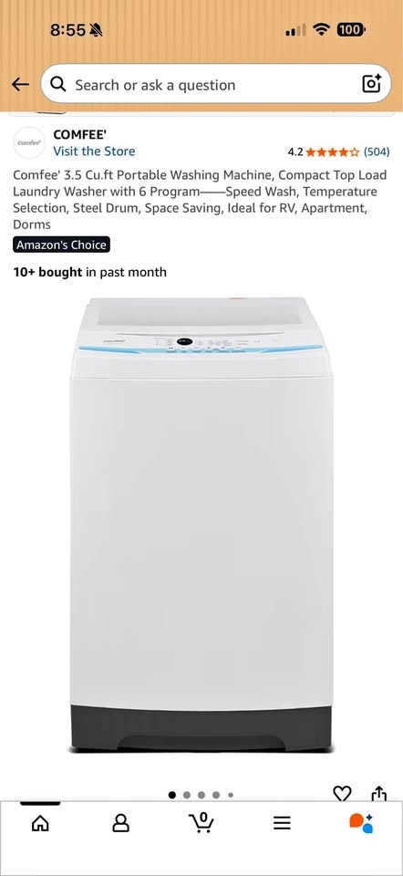 Comfee' 3.5 Cu.ft Portable Top Load Washing Machine