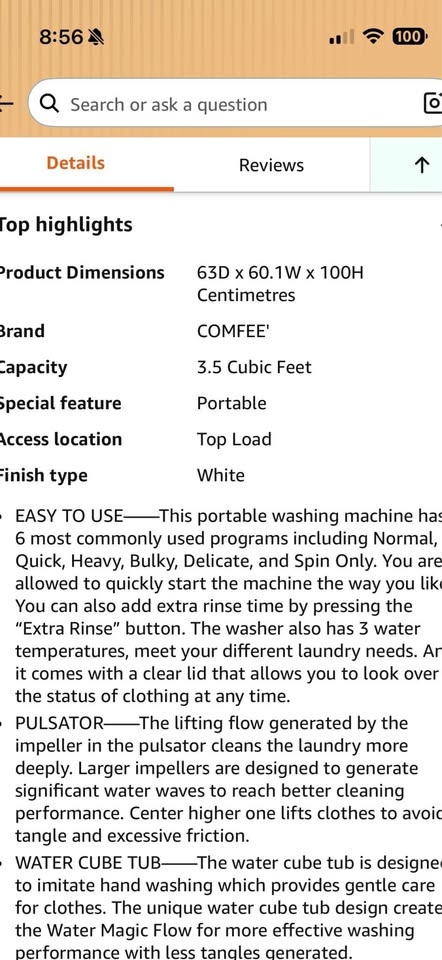 Comfee' 3.5 Cu.ft Portable Top Load Washing Machine - photo 5