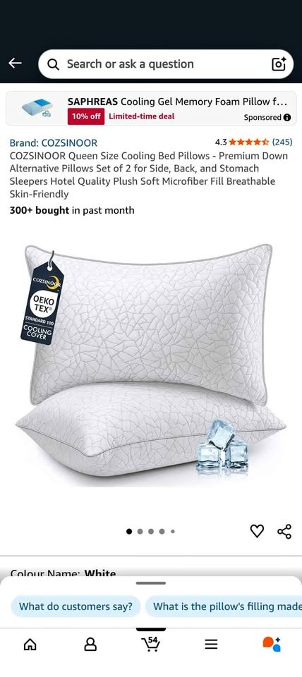 Queen Size Cooling Bed Pillows - Set of 2