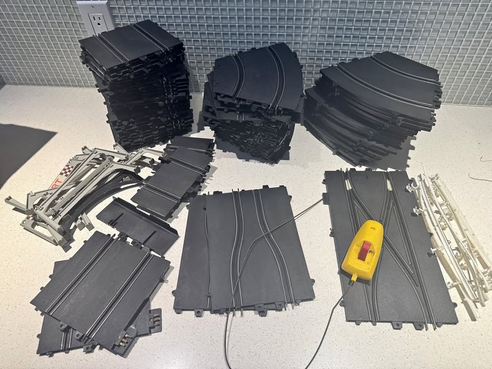 Vintage Eldon Slot Car Track Lot - Approx. 75 Pieces