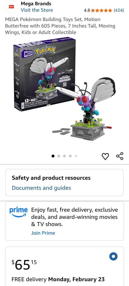MEGA Pokémon Motion Butterfree Building Set 🧱 - photo 3