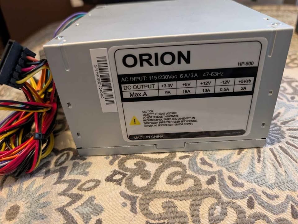 ORION HP-500 300W ATX Power Supply - Brand New (No Box) - photo 3