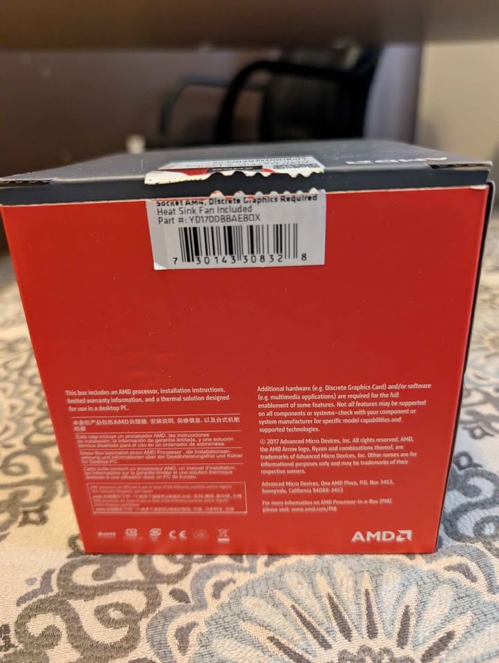 AMD Ryzen 7 1700 CPU - 8 Cores / 16 Threads - Open Box - photo 4