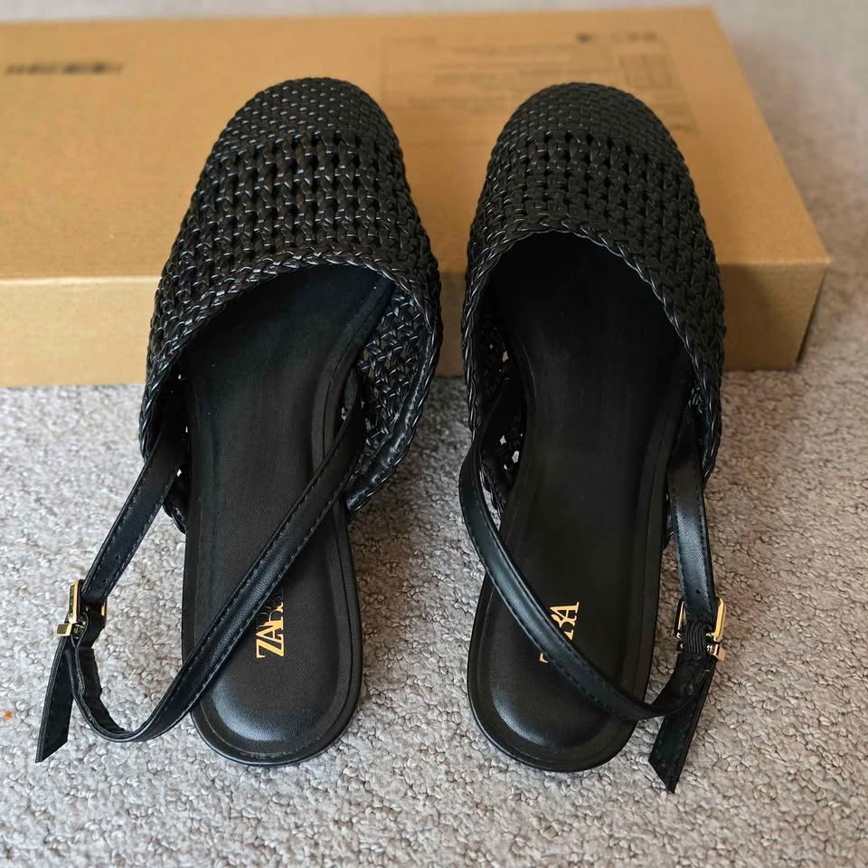 Zara Black Woven Mules Shoes - photo 2