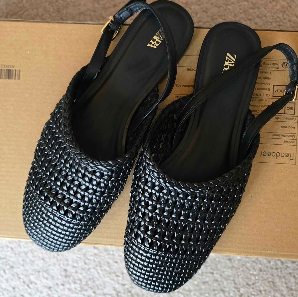 Zara Black Woven Mules Shoes - photo 5