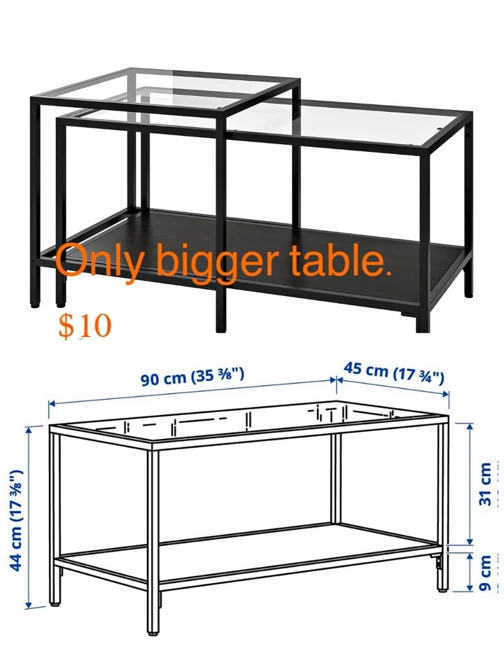 Glass top coffee table