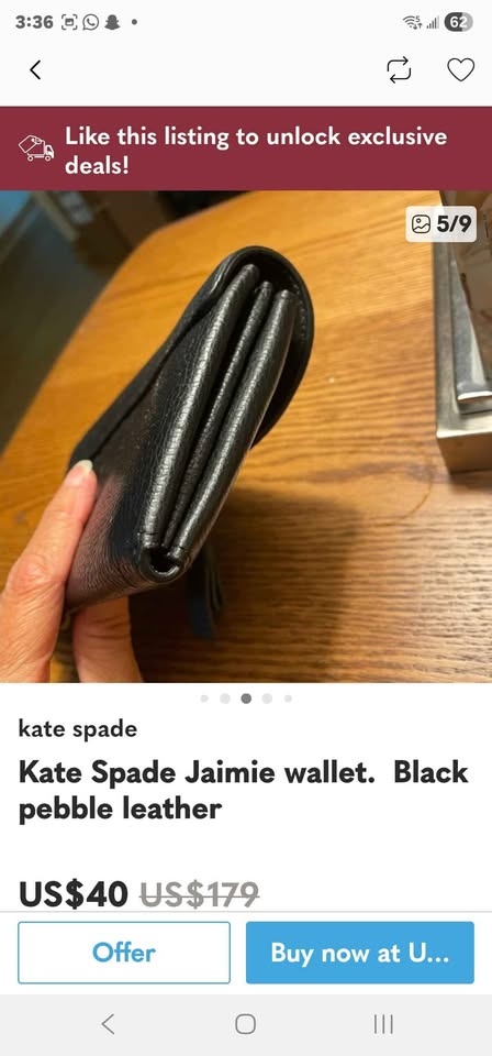BnWT Kate Spade Jaimie wallet black pebble leather - photo 4