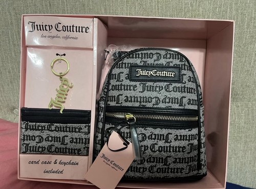 Juicy Couture Mini Backpack Purse Gift Set w/ Keychain & Card Ca