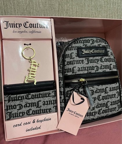 Juicy Couture Mini Backpack Purse Gift Set w/ Keychain & Card Ca - photo 2