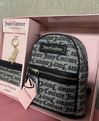 Juicy Couture Mini Backpack Purse Gift Set w/ Keychain & Card Ca - photo 3