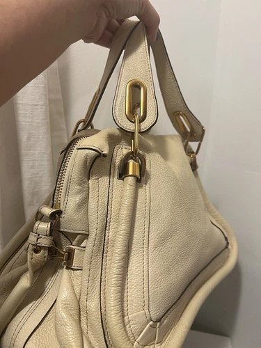 Used Chloe Parati Handbag Shoulder Bag Beige Gold Hardware Trape - photo 3