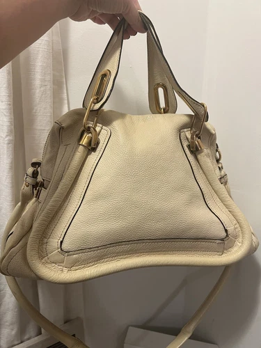 Used Chloe Parati Handbag Shoulder Bag Beige Gold Hardware Trape - photo 5