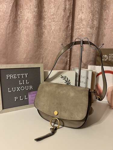 Chloe Kurtis Shoulder Bag Suede Smooth Calfskin Motty Grey - photo 2