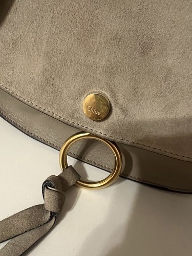 Chloe Kurtis Shoulder Bag Suede Smooth Calfskin Motty Grey - photo 4