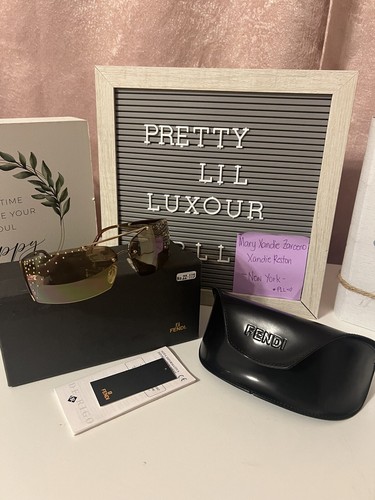 Fendi Gold Women Sunglasses SL 7398S 68 w/ Case & Box