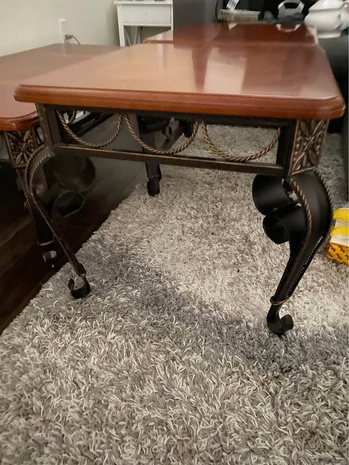Antique Coffee table set with brass lamps - photo 2