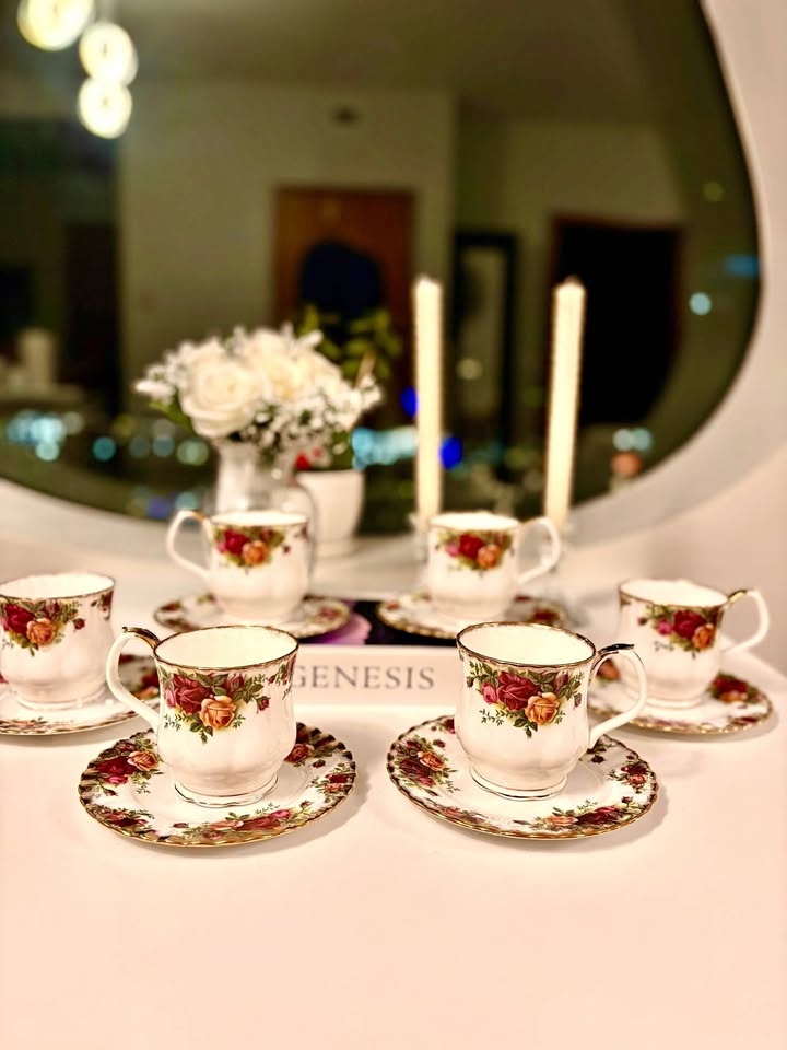 Royal Albert Monstrose Coffee Cups & Saucers
