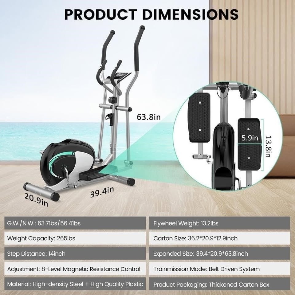 Brand New - Elliptical Exercise Machine - 8 Resistance Lev - photo 2