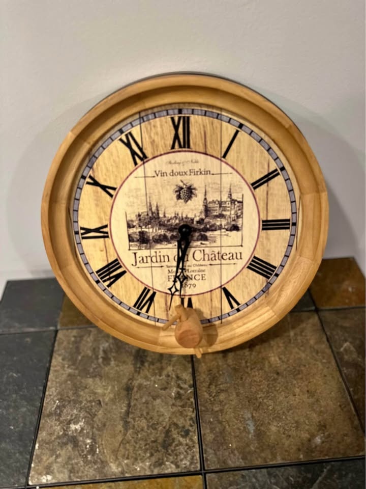 Wine barrel clock