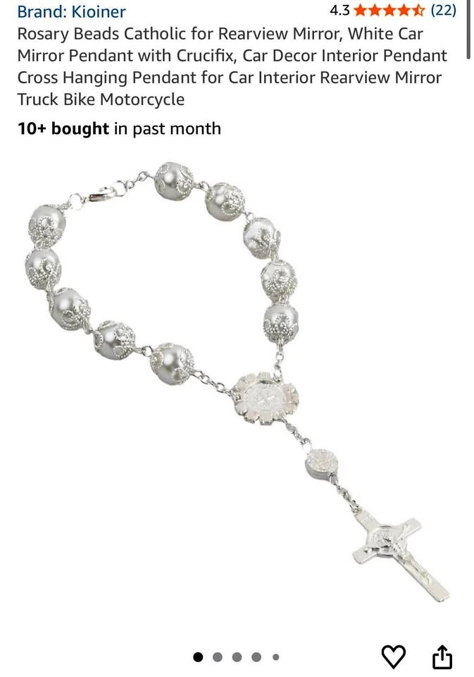 Catholic Rosary Beads for Rearview Mirror