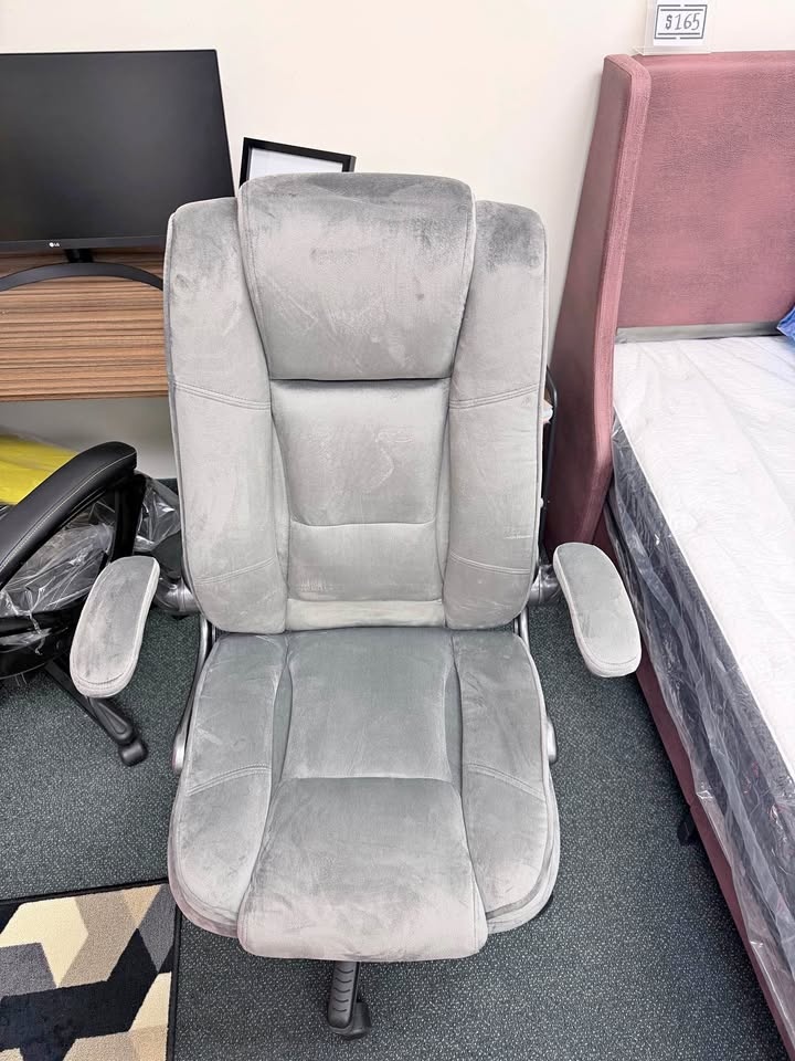Grey Velvet Executive Chair - BRAND NEW