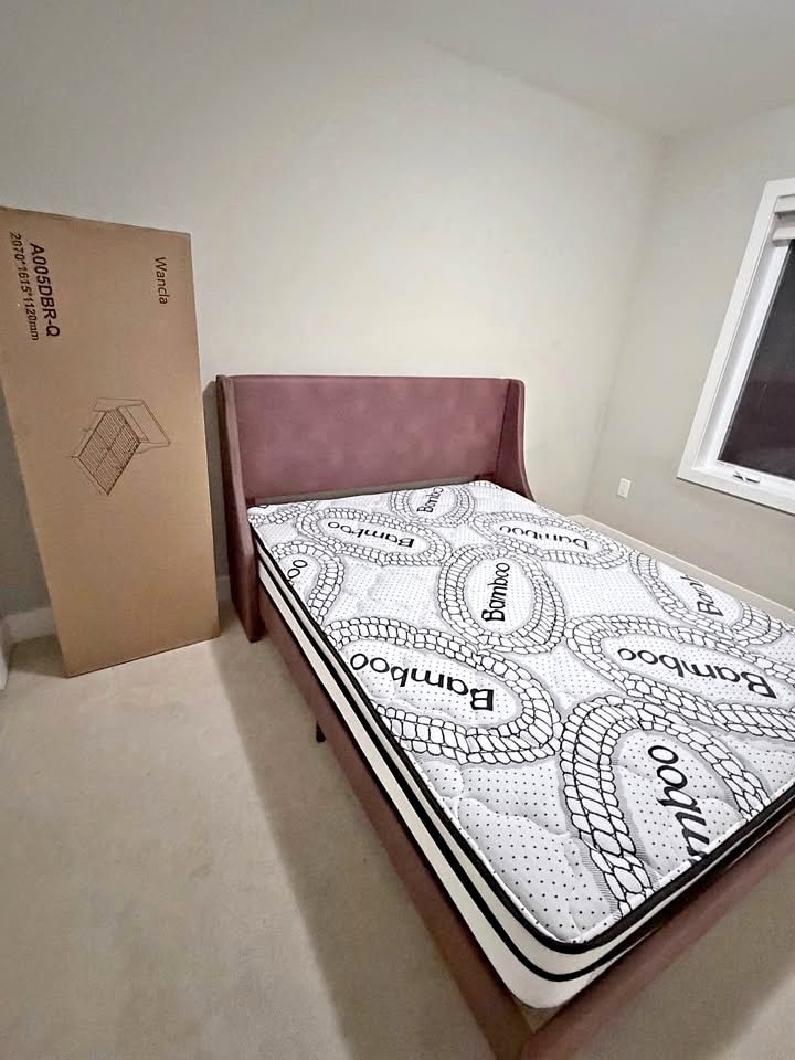 Queen Bed Combo Deal - Upholstered Bed & Euro Top Mattress