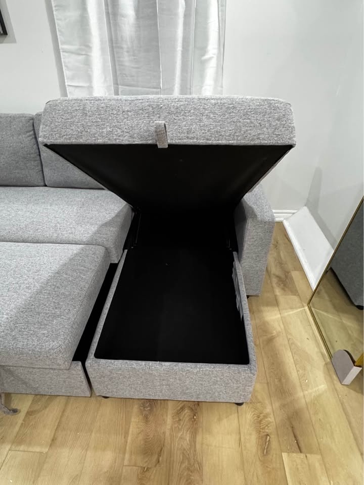 Grey Fabric Reversible Chaise Sofa Bed with Storage - BRAND NEW - photo 4