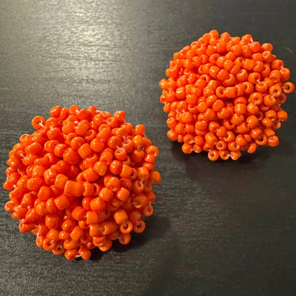 Orange Seed Bead Stud Earrings thumbnail