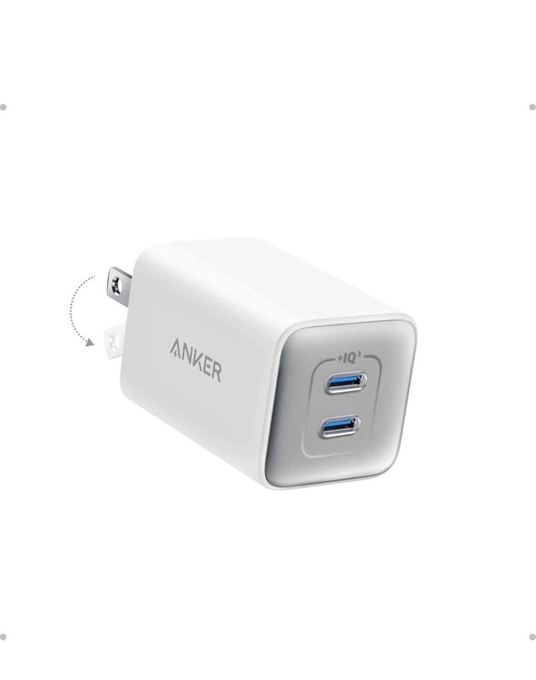 Anker 47W USB C Nano Charger, 2 Port Compact Foldable GaN Charge