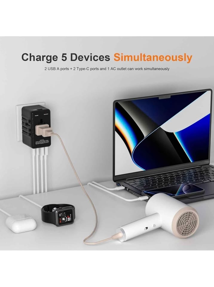 Universal Travel Adapter Converter with USB Ports - photo 3