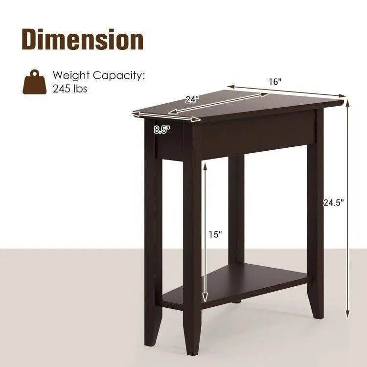 Mid Century Modern Narrow End Table with Storage Shelf - photo 2