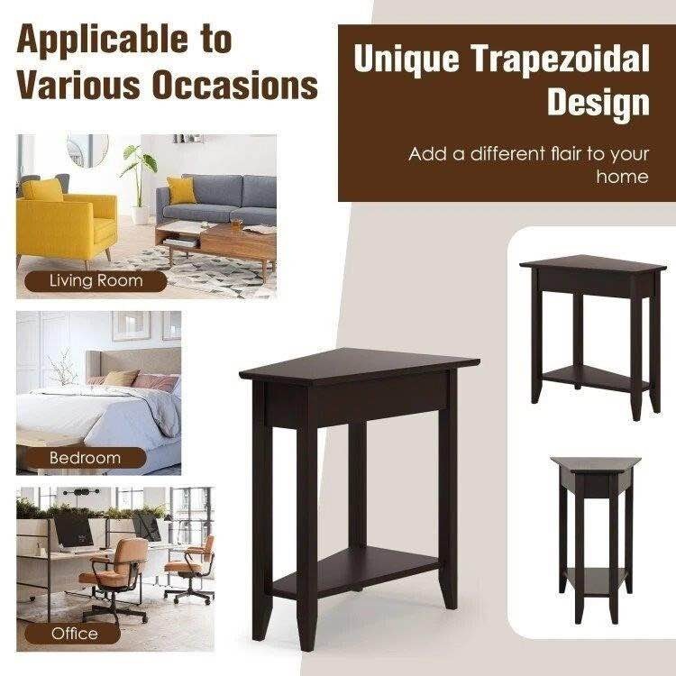 Mid Century Modern Narrow End Table with Storage Shelf - photo 3