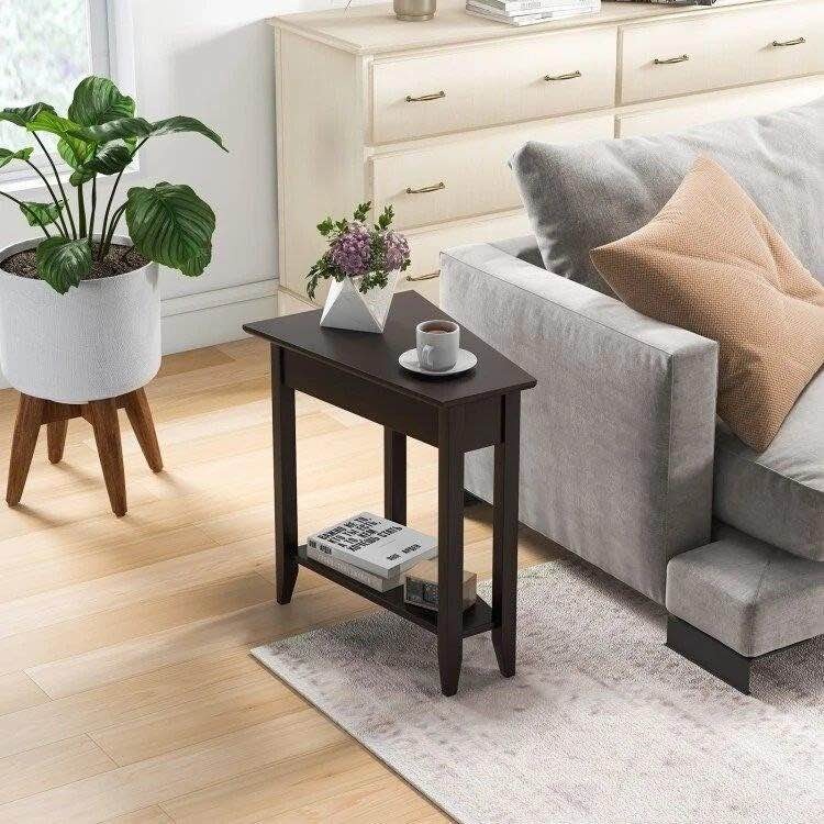 Mid Century Modern Narrow End Table with Storage Shelf - photo 4