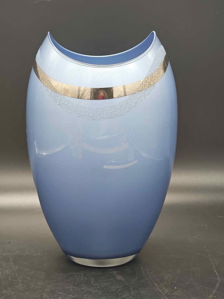 Large Blue Bohemian Crystal Vase - Czech Republic - photo 3