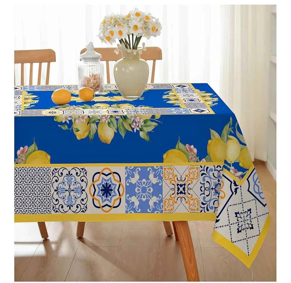 New Washable & Spill-Proof Lemon Tablecloth (52x70")