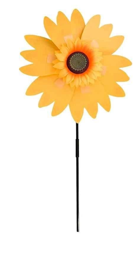 New 14 inch tall Sunflower Lawn Pinwheel Wind Spinner