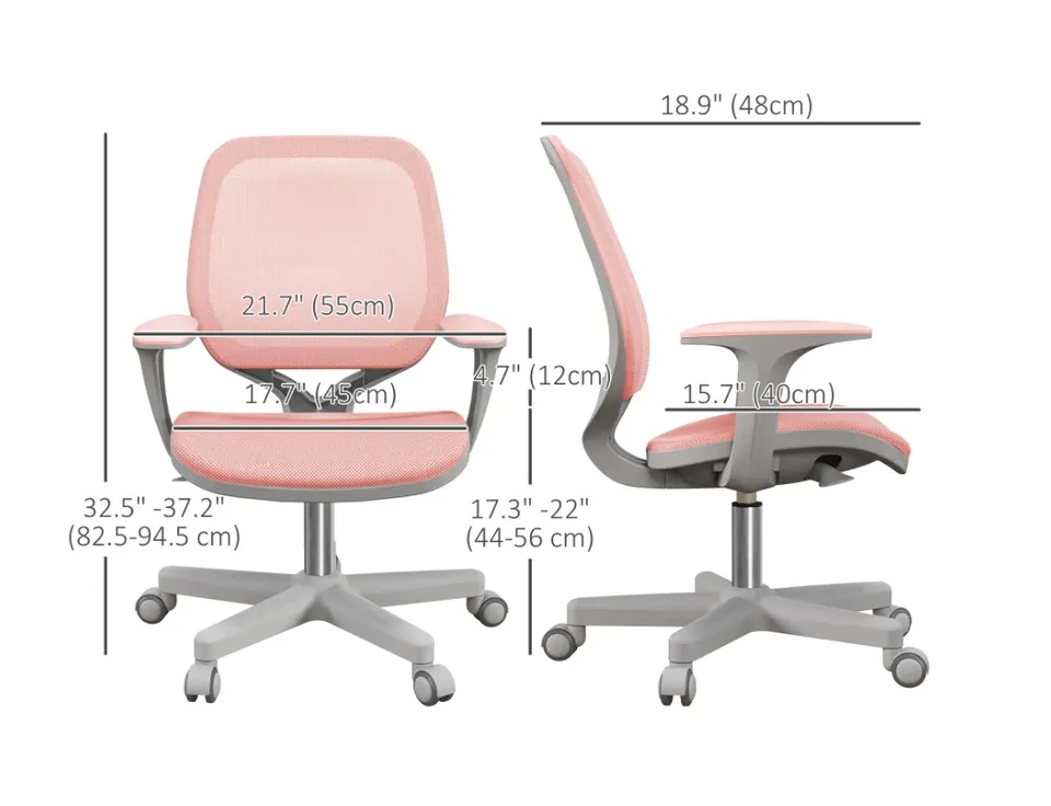 Vinsetto Small Mesh Office Chair with Castors - Pink - photo 2